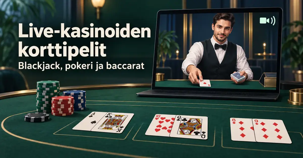 Live-kasinoiden korttipelit: blackjack, pokeri ja baccarat live-jakajan kanssa